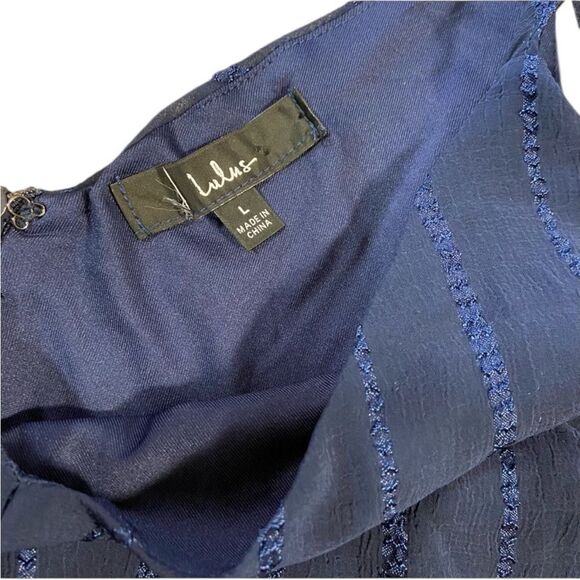 Lulus Love the Day Navy Lace Tie-Strap Midi Dress New with Tags L - Picture 10 of 10